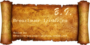 Breszlauer Izidóra névjegykártya